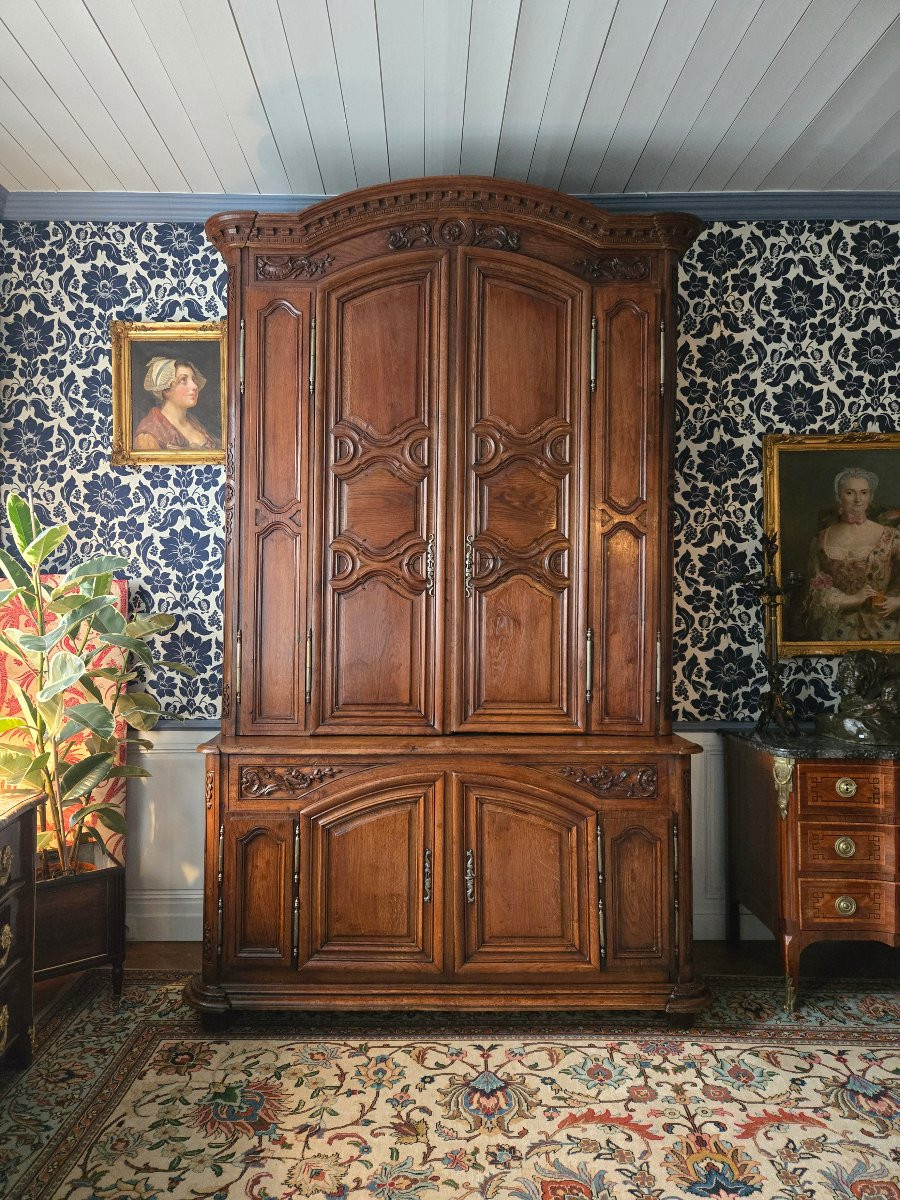 Grand buffet de présentation dit de boiserie, a double evolution, vers 1715.-photo-8