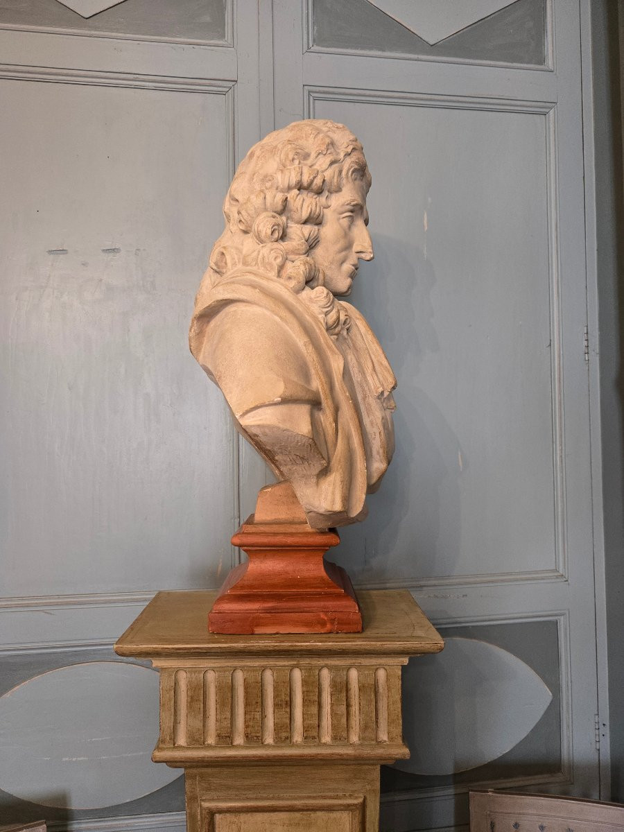 Large Bust Of Jean De La Fontaine, After Louis-pierre Deseine -photo-4