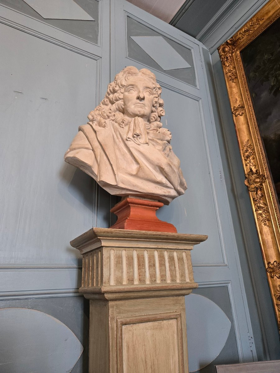 Large Bust Of Jean De La Fontaine, After Louis-pierre Deseine -photo-6