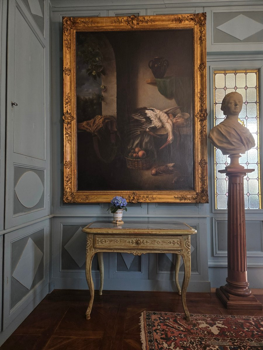 Large Bust Of A Young Woman In The Style Of The 18th Century. Antique Cast In Patinated Plaster, 19th Century.-photo-4