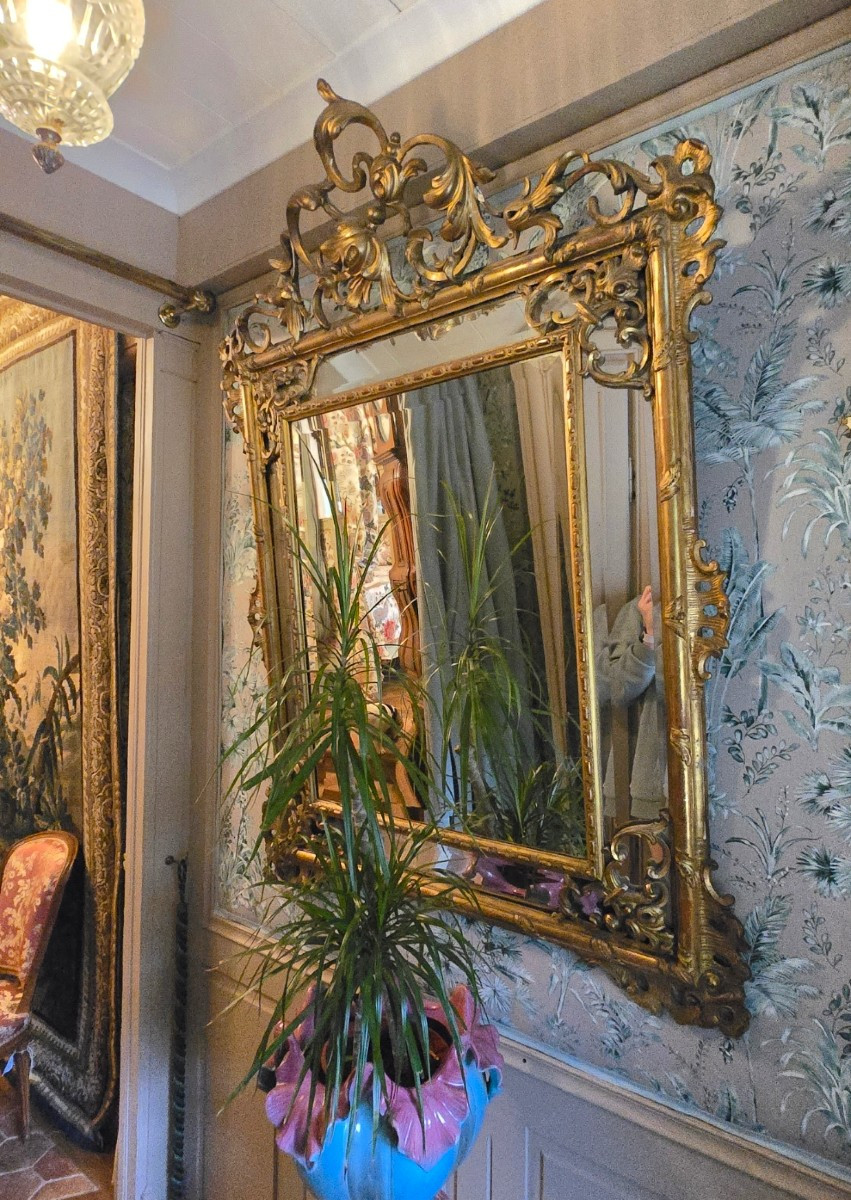 Grand miroir à parecloses  Époque Napoléon III – XIXe siècle.   -photo-5