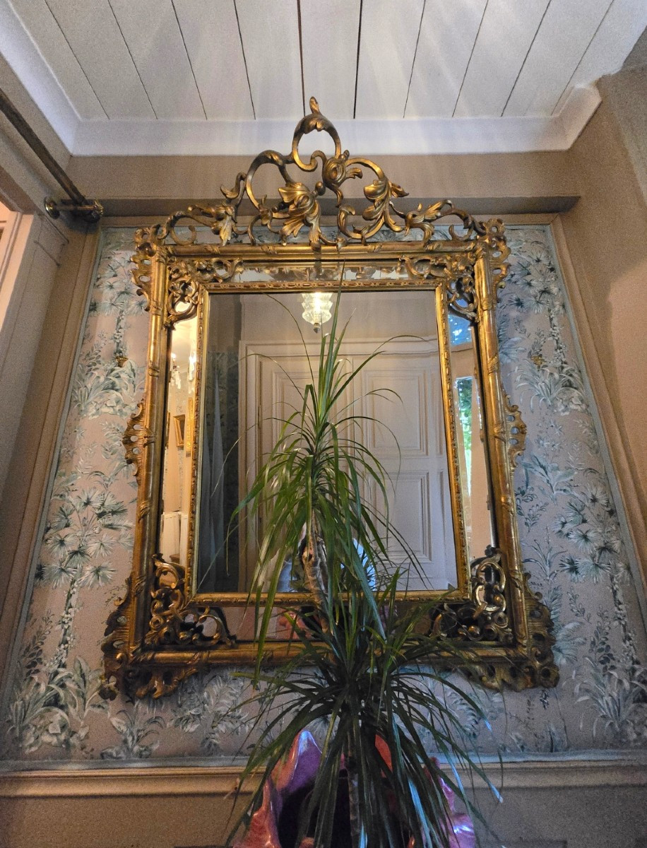 Grand miroir à parecloses  Époque Napoléon III – XIXe siècle.   -photo-8