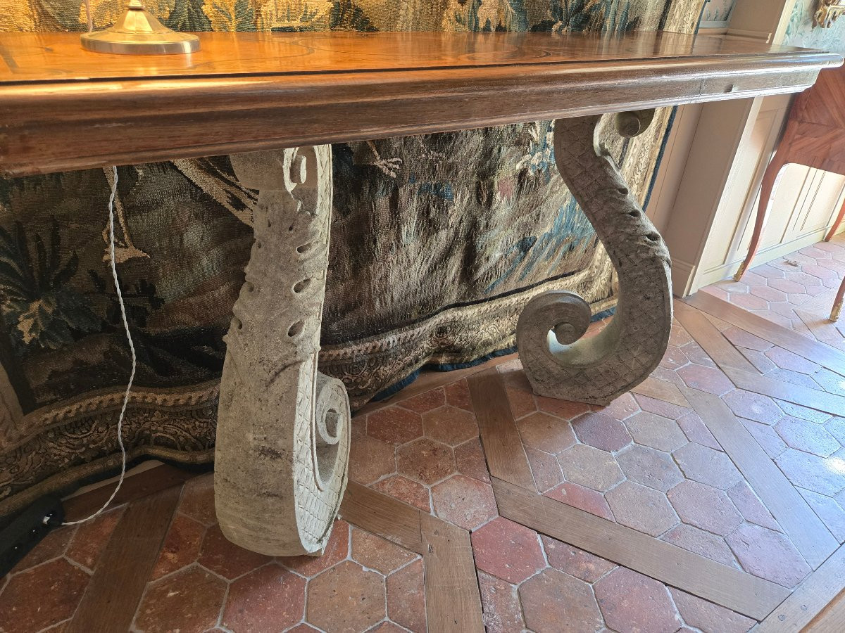 Important Wall-mounted Console Composed Of Antique Elements, Late 17th And 19th Centuries.-photo-6