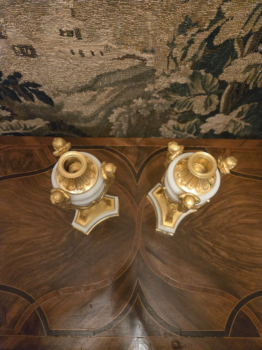 Pair Of Athenian-style Censels Decorated With Young Fauns Forming Torches.-photo-4