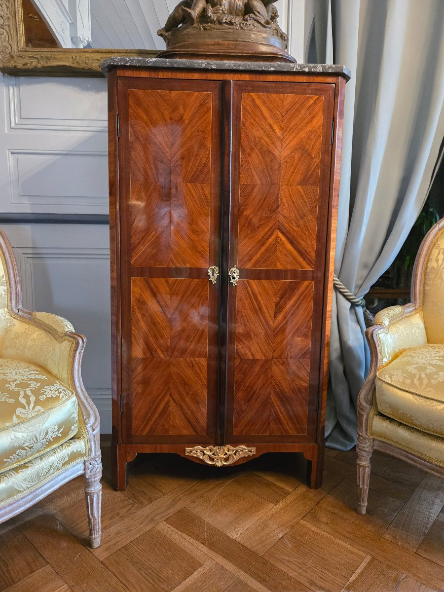 Small Cabinet In Precious Wood Veneer, Stamped Nicolas Grevenich, Louis XVI Period.-photo-2