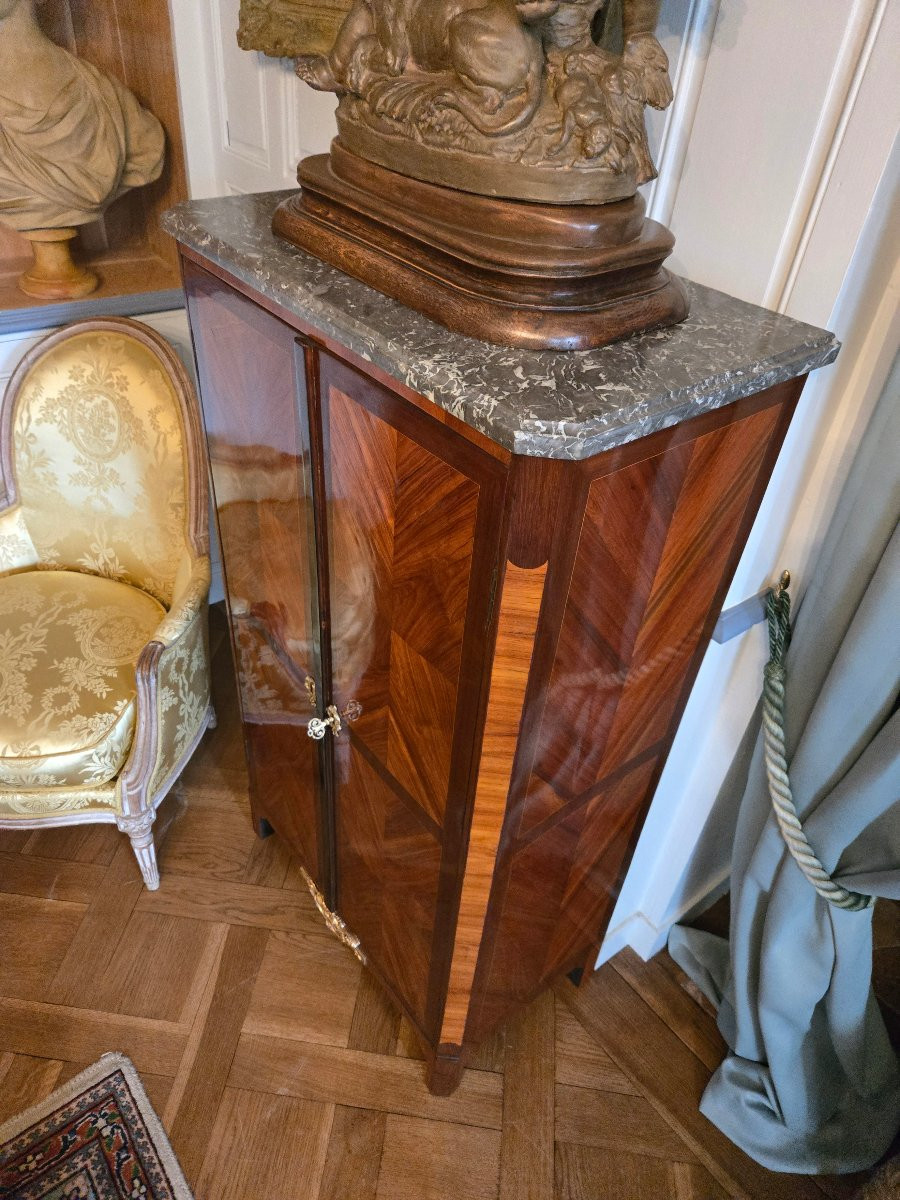 Small Cabinet In Precious Wood Veneer, Stamped Nicolas Grevenich, Louis XVI Period.-photo-1