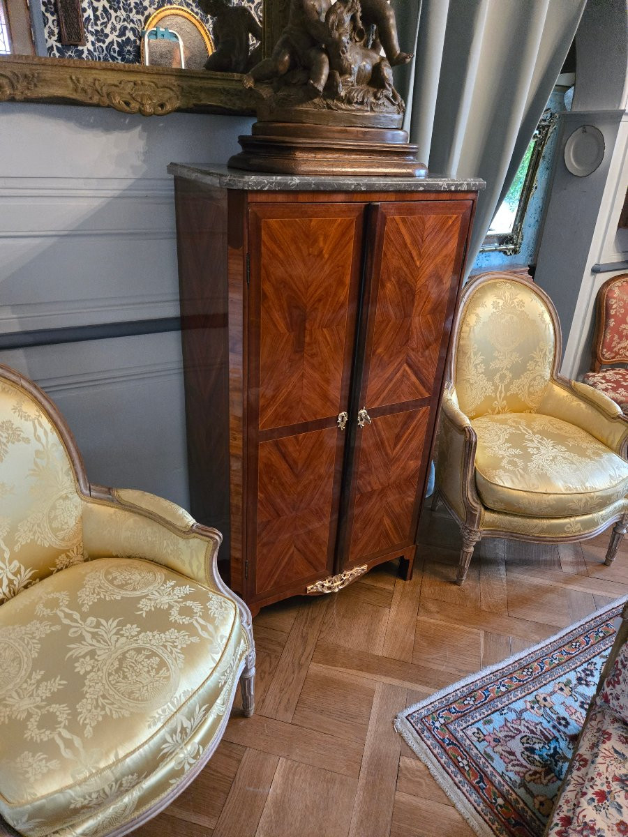 Small Cabinet In Precious Wood Veneer, Stamped Nicolas Grevenich, Louis XVI Period.-photo-6