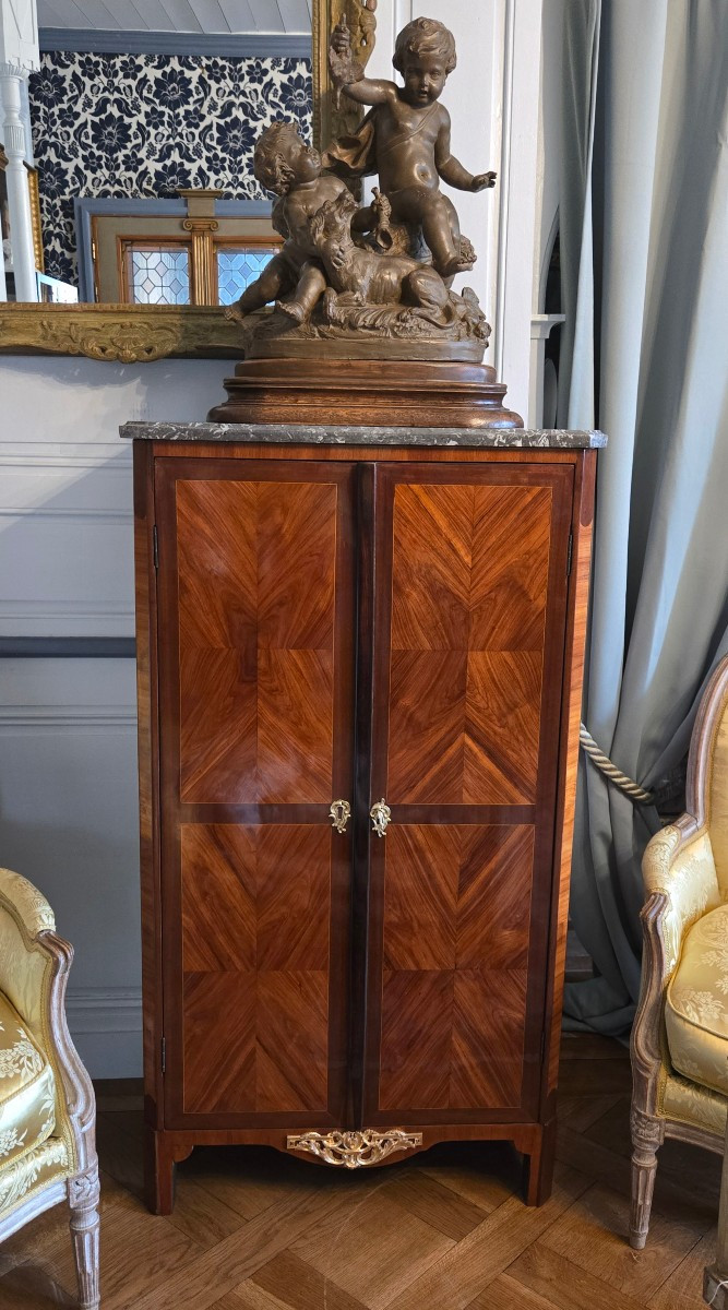 Small Cabinet In Precious Wood Veneer, Stamped Nicolas Grevenich, Louis XVI Period.