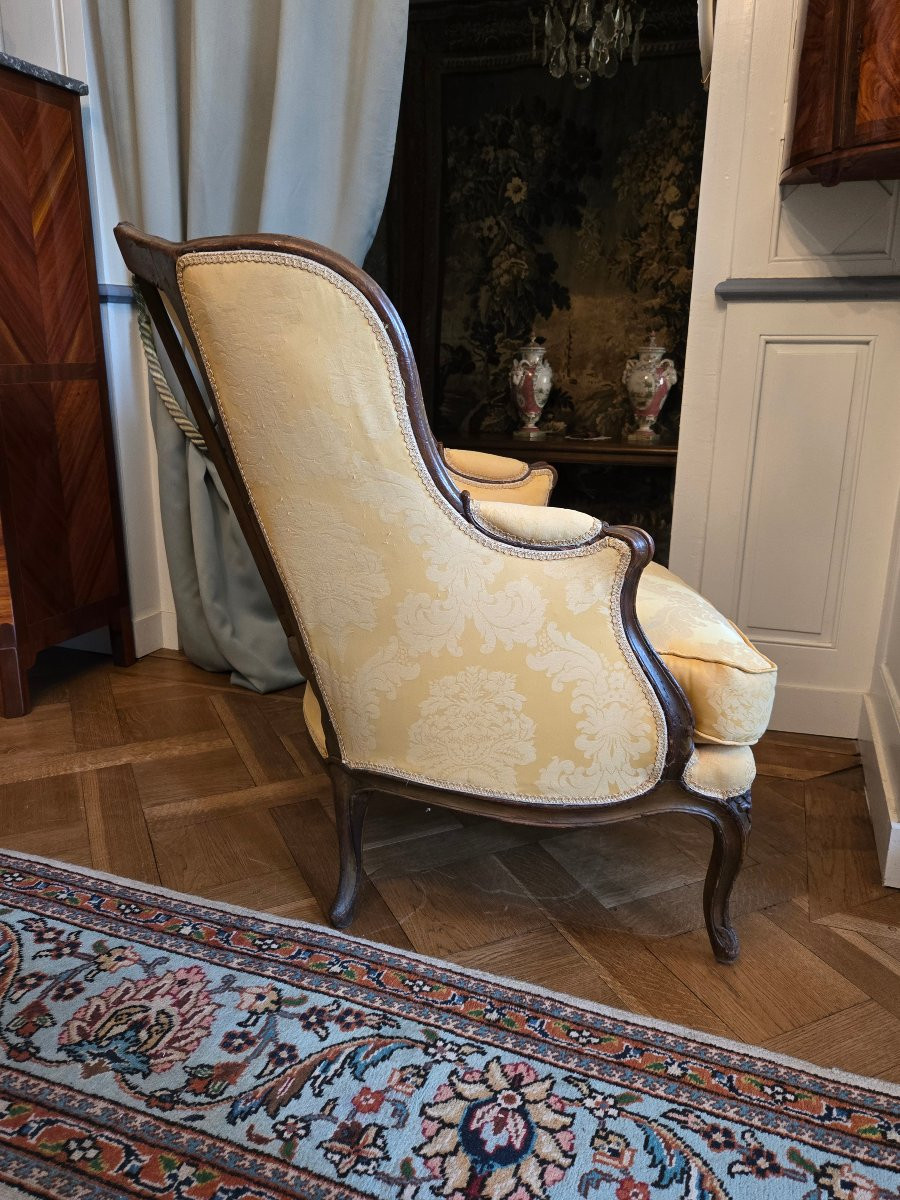 Large bergère en gondole estampillée I.B. Cresson, Paris, époque Louis XV.   -photo-3