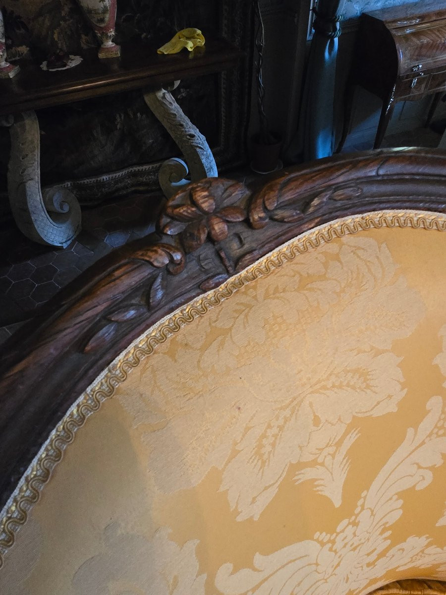 Large bergère en gondole estampillée I.B. Cresson, Paris, époque Louis XV.   -photo-4