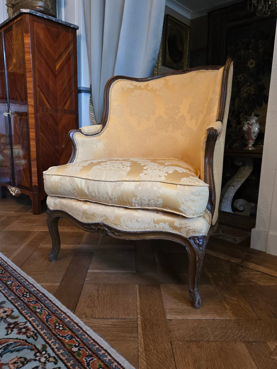 Large bergère en gondole estampillée I.B. Cresson, Paris, époque Louis XV.   -photo-6