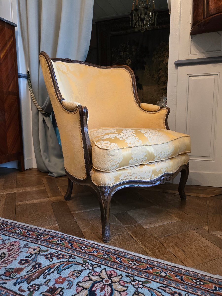 Large bergère en gondole estampillée I.B. Cresson, Paris, époque Louis XV.   -photo-8