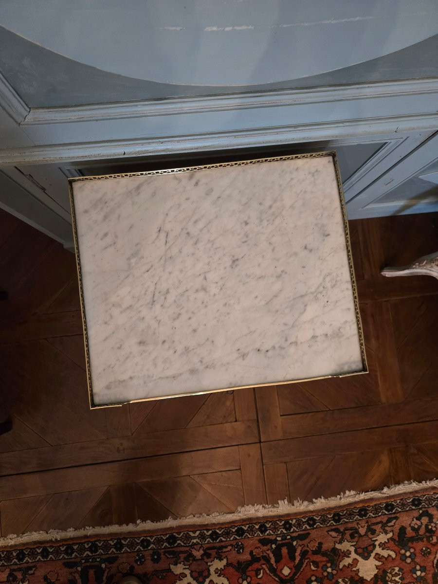 Table de salon à dessus de marbre en acajou, époque Louis XVI – Directoire, fin du XVIIIe -photo-7