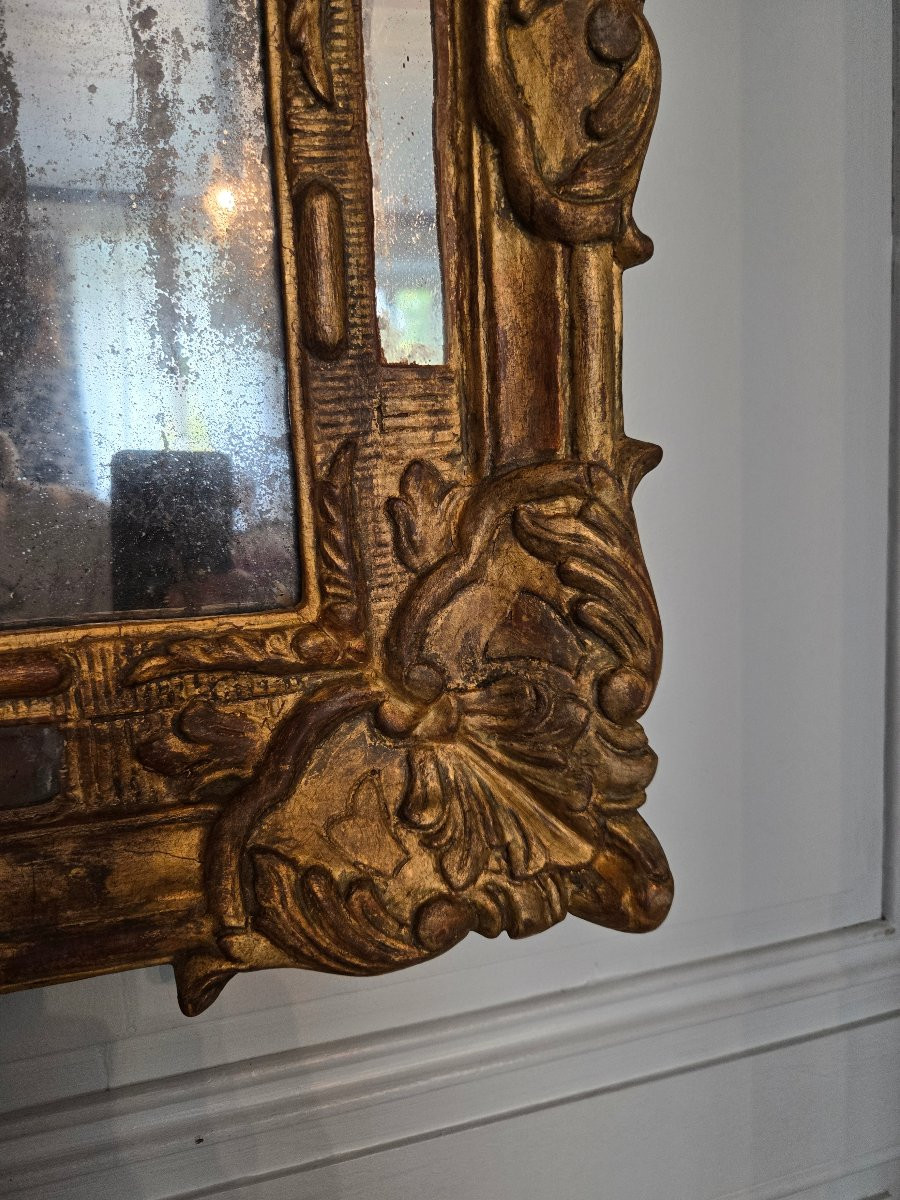 Miroir Louis XIV à parecloses et palmettes, début XVIIIe siècle.  -photo-2