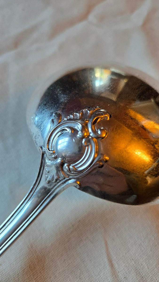 Louche en argent massif, modèle rocaille au monogramme, Hénin & Cie, 236 g-photo-2