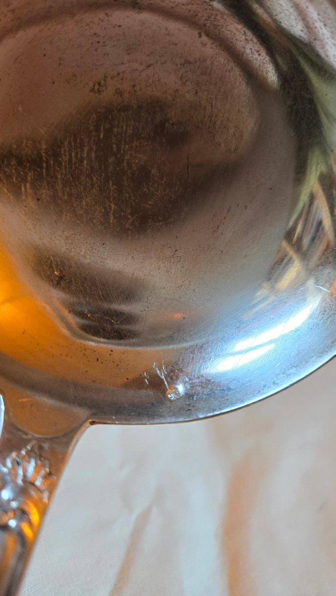 Louche en argent massif, modèle rocaille au monogramme, Hénin & Cie, 236 g-photo-5