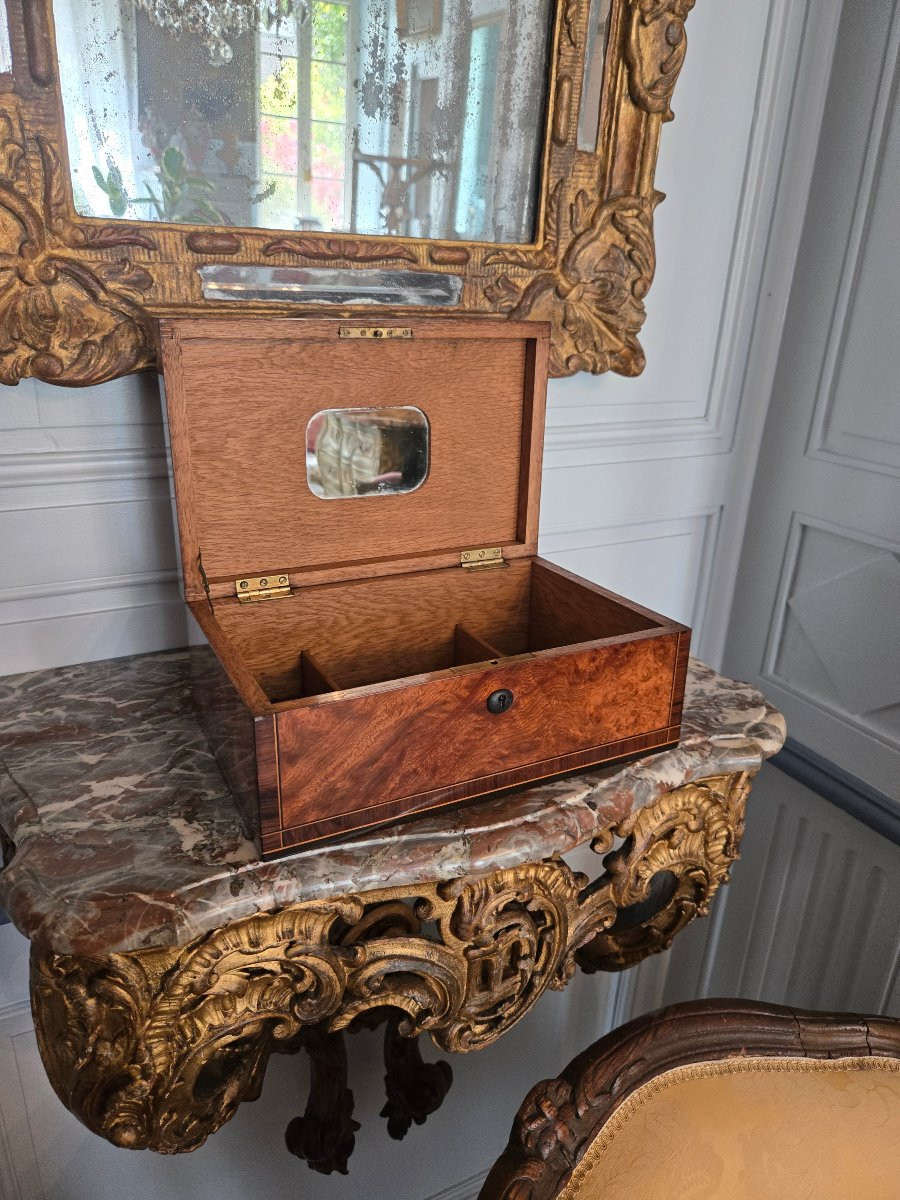 Coffret à bijoux en marqueterie, décor de papillons, vers 1900.   -photo-6