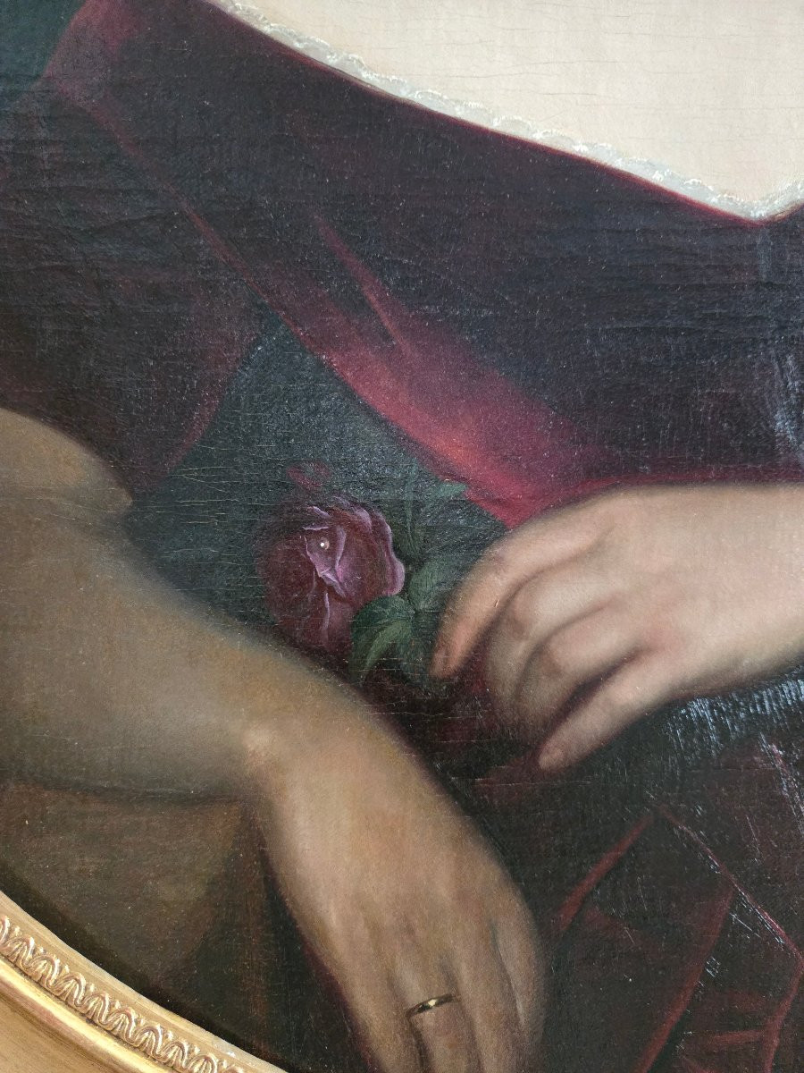 Portrait de femme en ovale, époque Napoléon III.   -photo-2