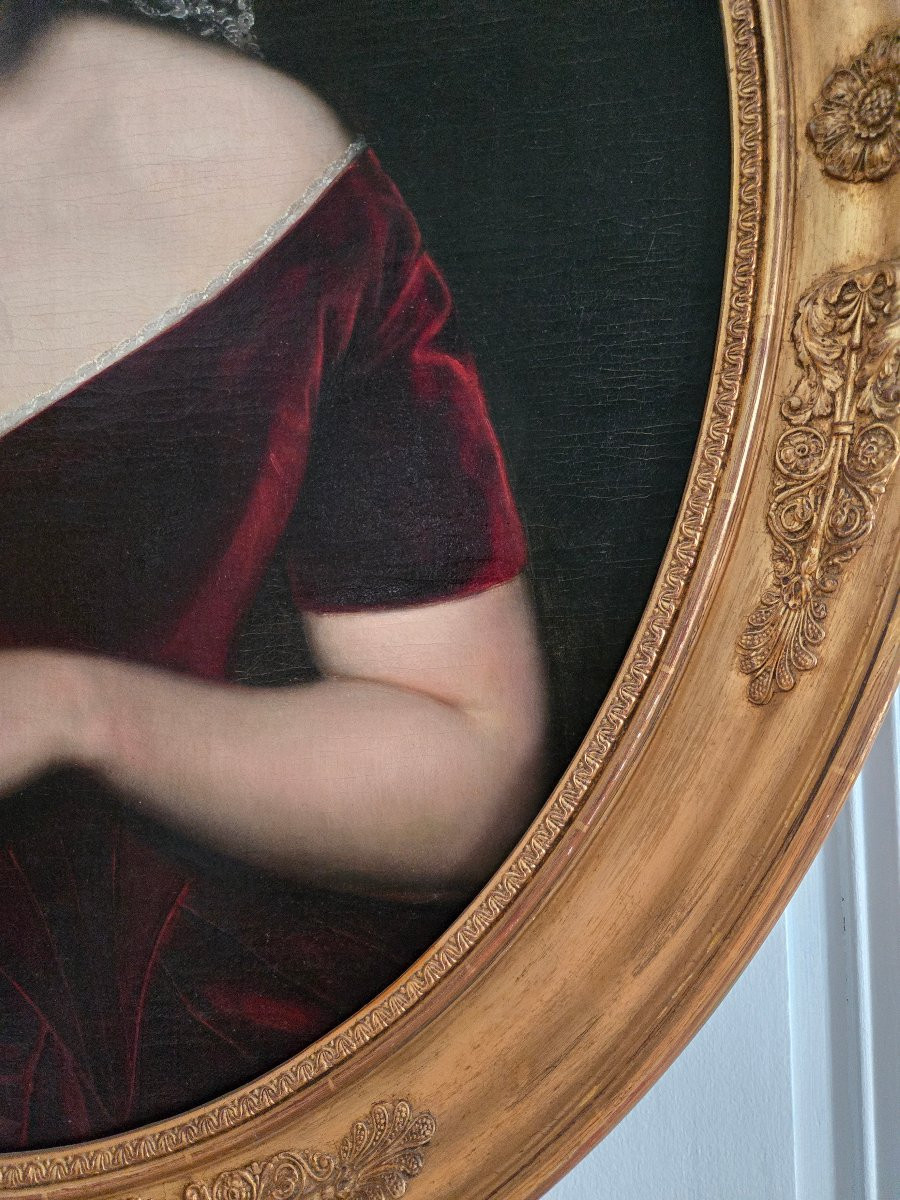 Portrait de femme en ovale, époque Napoléon III.   -photo-3