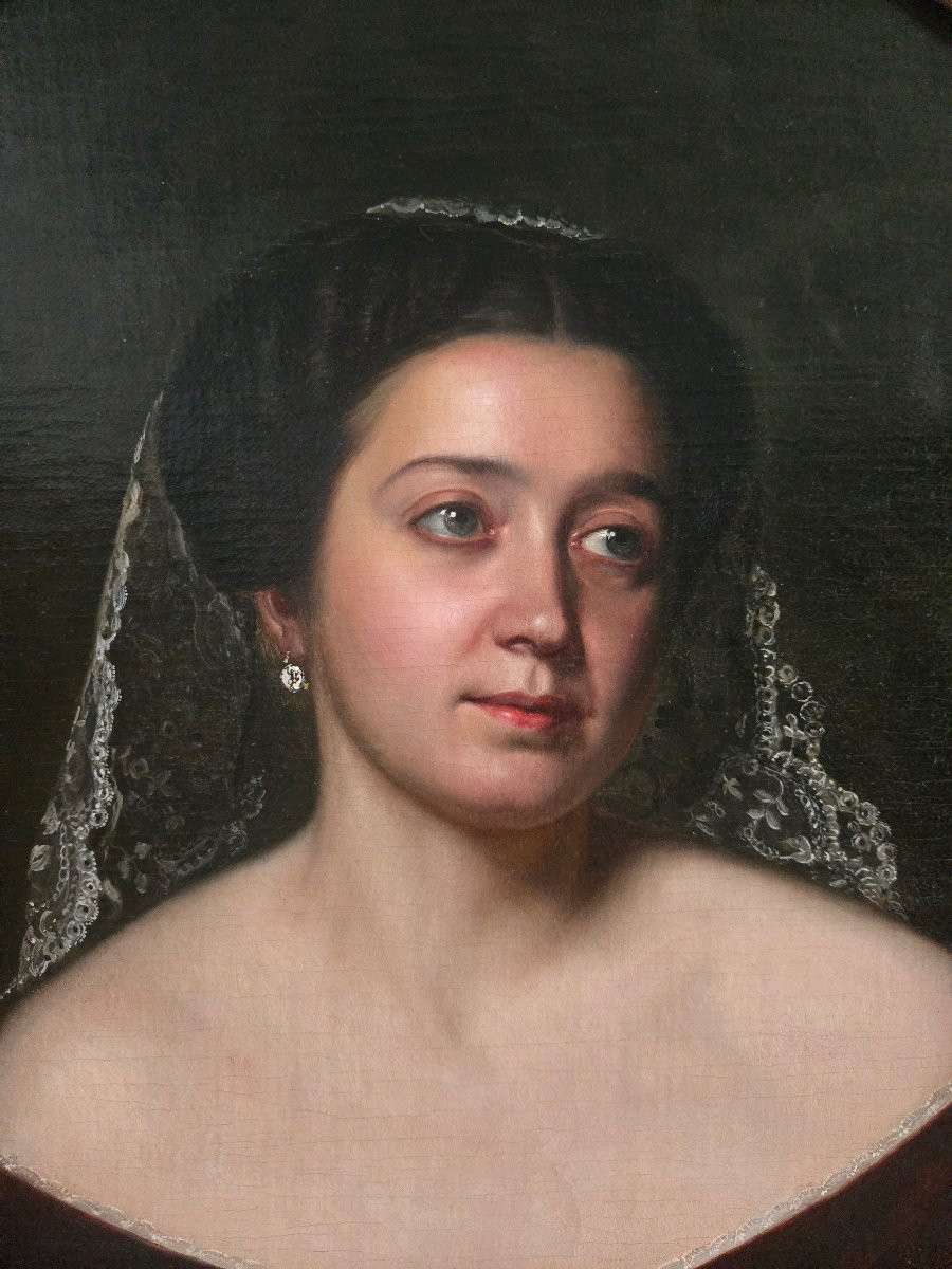 Portrait de femme en ovale, époque Napoléon III.   -photo-5