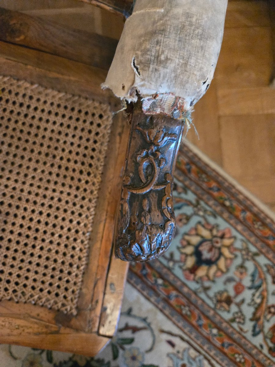 Carved Beech Armchair, Bv Crowned Mark, Bellevue Castle, Louis XV Period.-photo-4