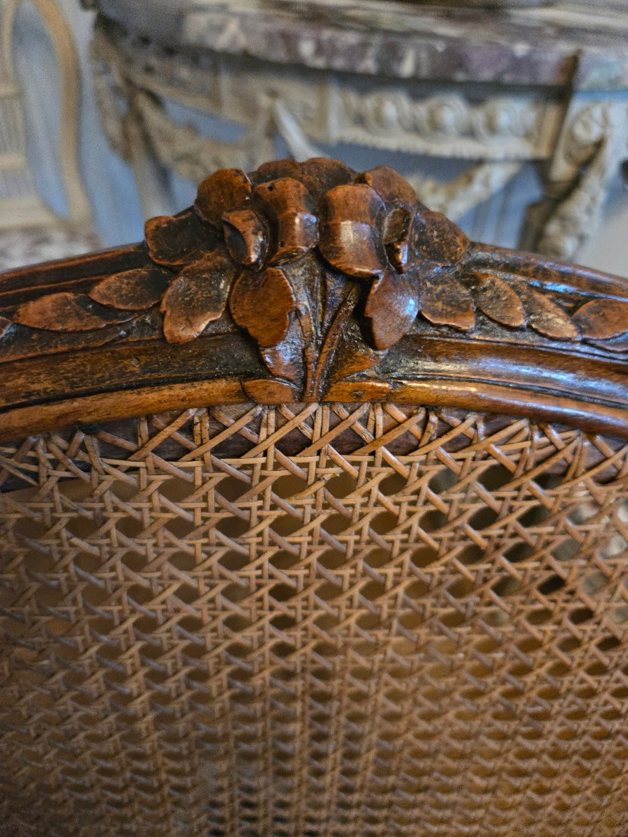 Carved Beech Armchair, Bv Crowned Mark, Bellevue Castle, Louis XV Period.-photo-1