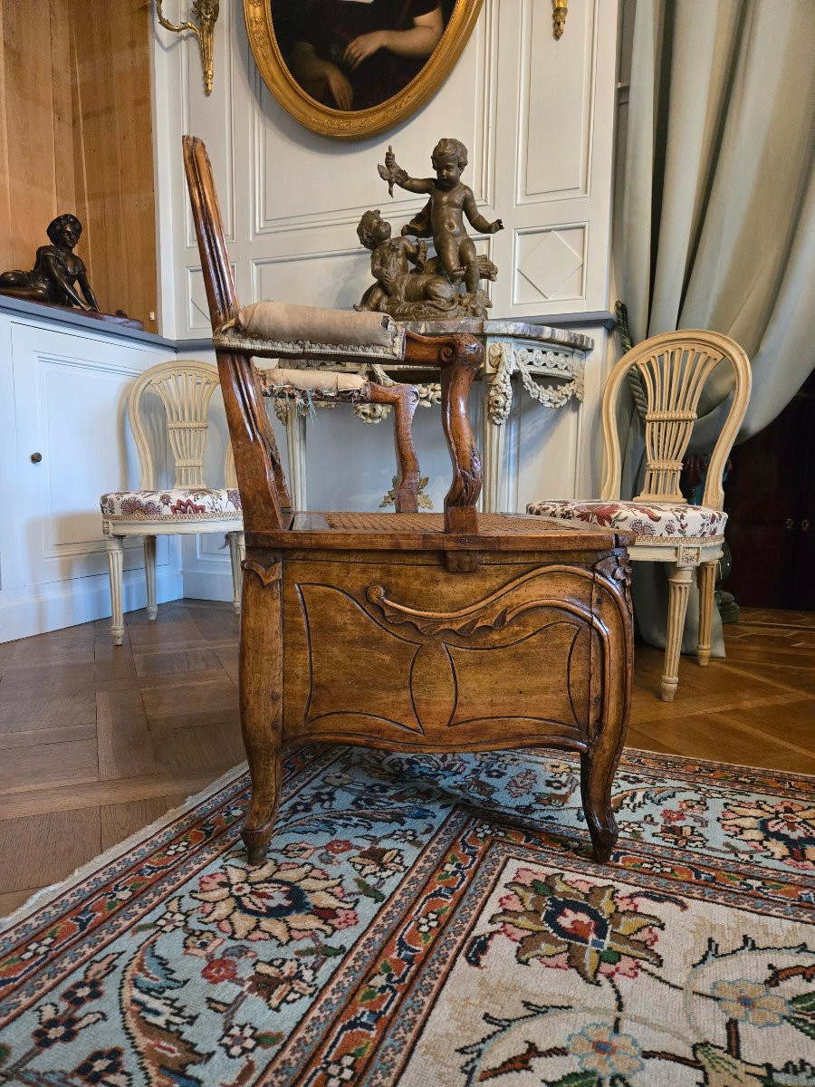 Carved Beech Armchair, Bv Crowned Mark, Bellevue Castle, Louis XV Period.-photo-4