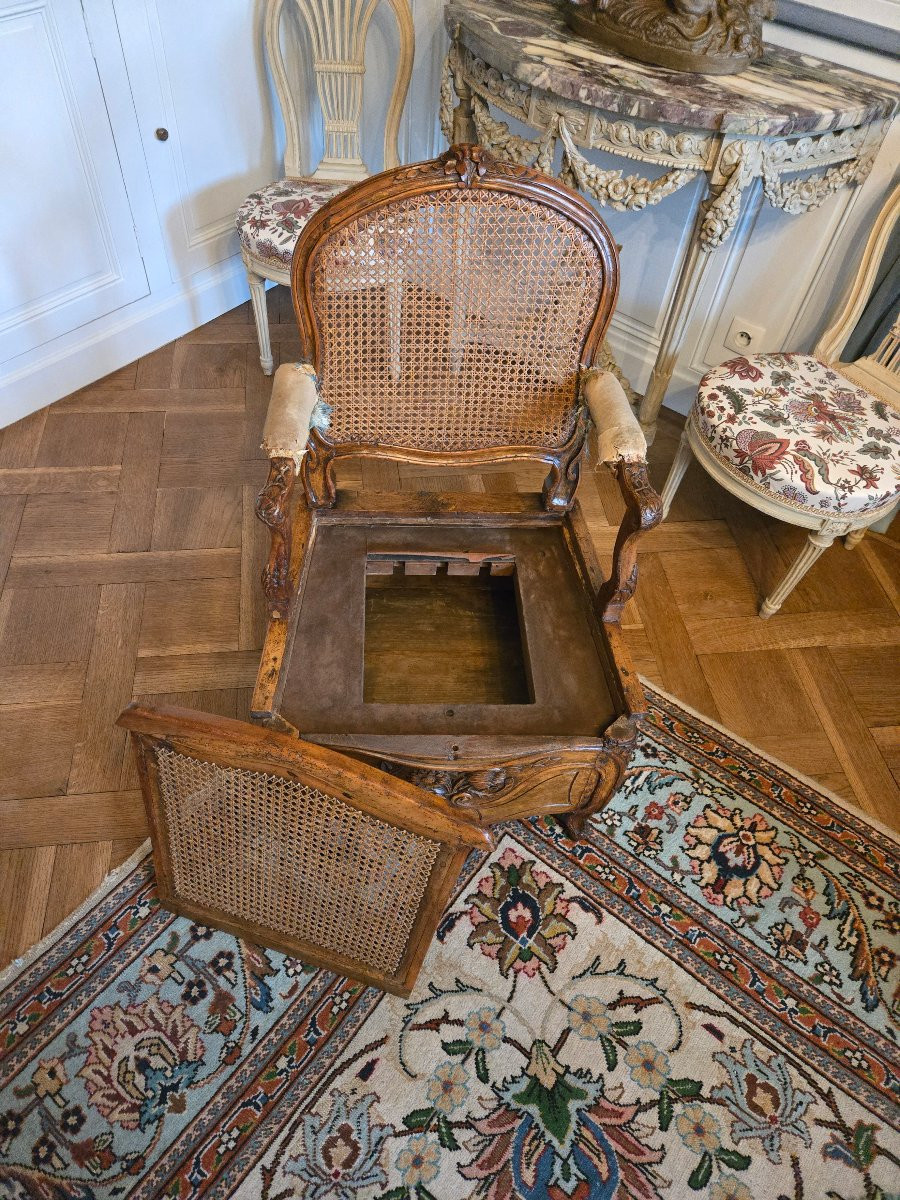 Carved Beech Armchair, Bv Crowned Mark, Bellevue Castle, Louis XV Period.-photo-6