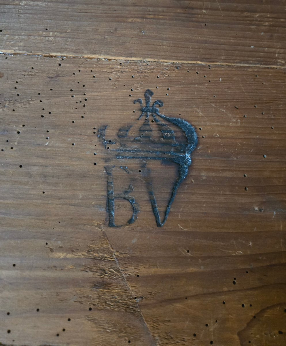 Carved Beech Armchair, Bv Crowned Mark, Bellevue Castle, Louis XV Period.-photo-8