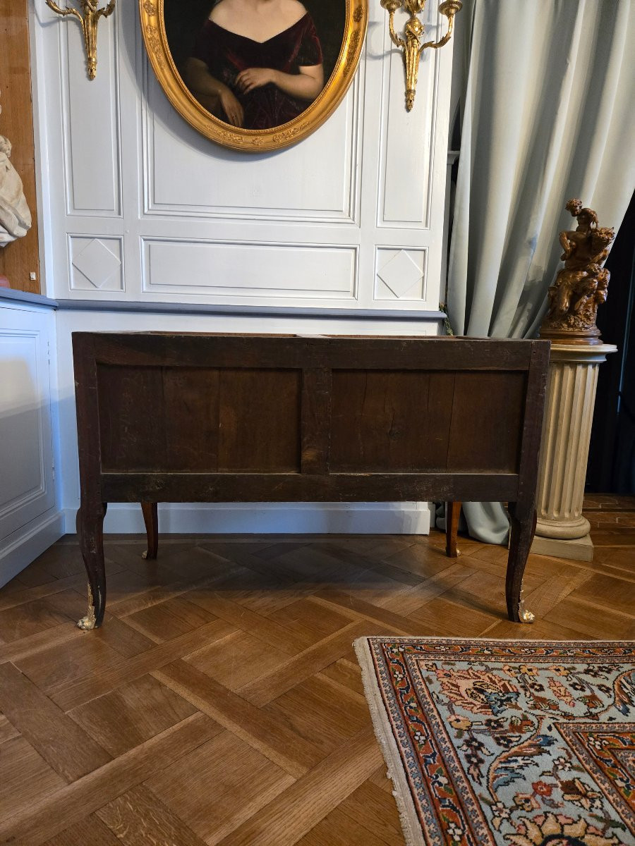 Greek-style Chest Of Drawers In Marquetry Of Landscapes And Ruins, Stamped A.l. Gilbert, Paris-photo-5