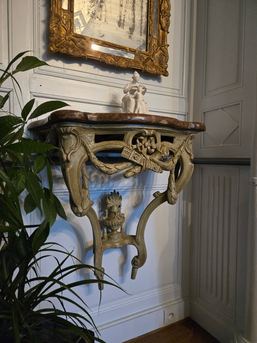 Wall Console With Attributes Of Love, Provincial Work, Late Louis XV Reign.   -photo-2