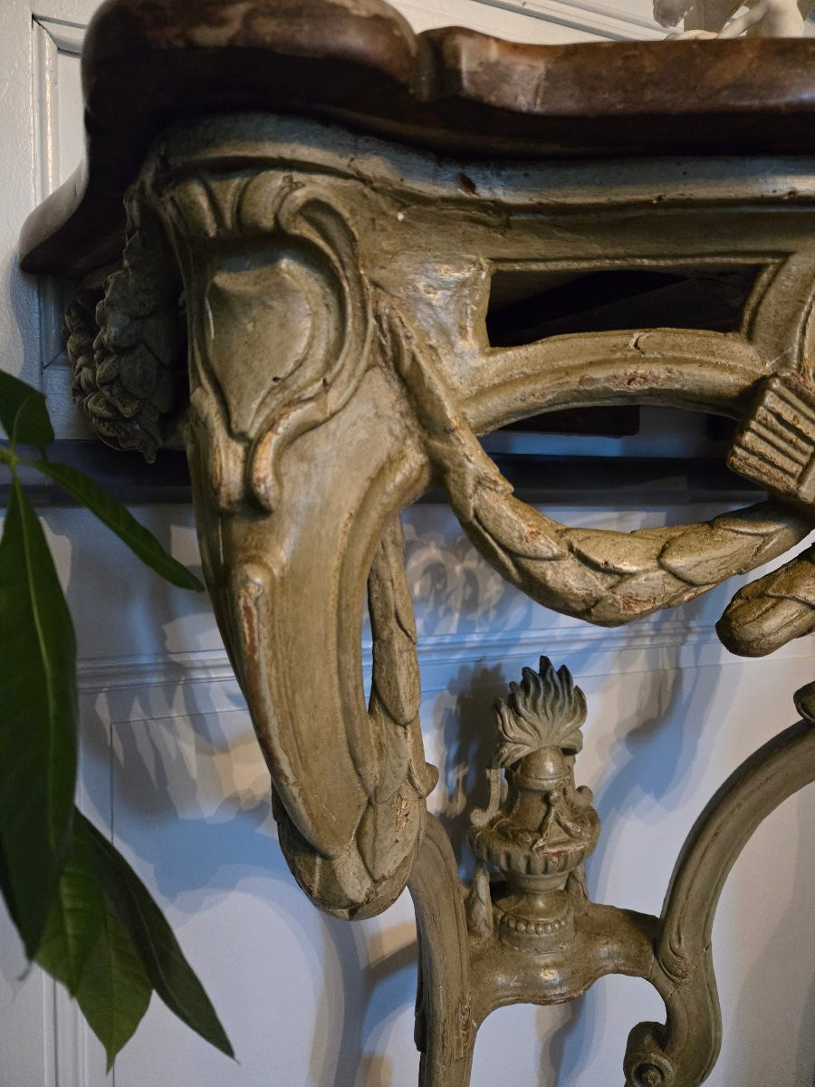 Wall Console With Attributes Of Love, Provincial Work, Late Louis XV Reign.   -photo-4