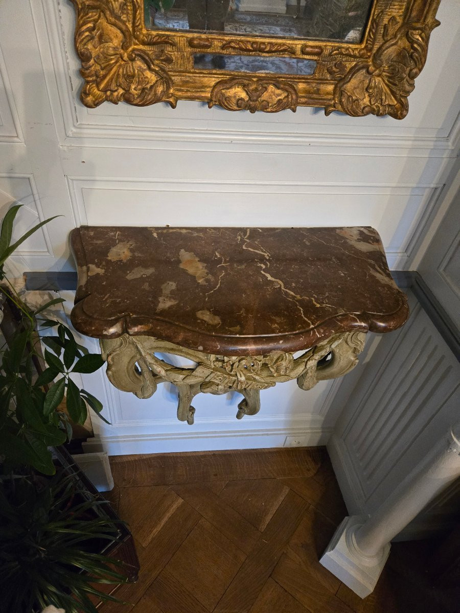 Wall Console With Attributes Of Love, Provincial Work, Late Louis XV Reign.   -photo-2