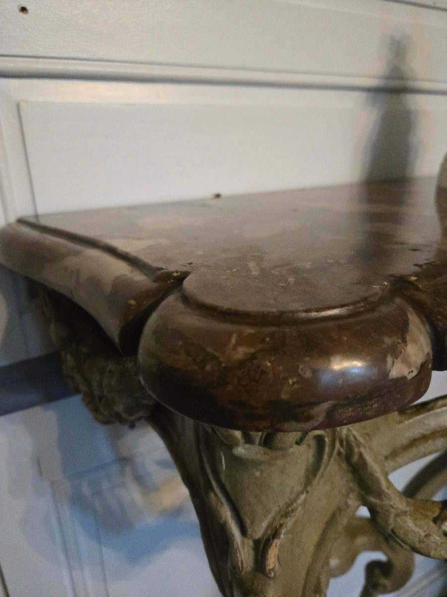 Wall Console With Attributes Of Love, Provincial Work, Late Louis XV Reign.   -photo-6