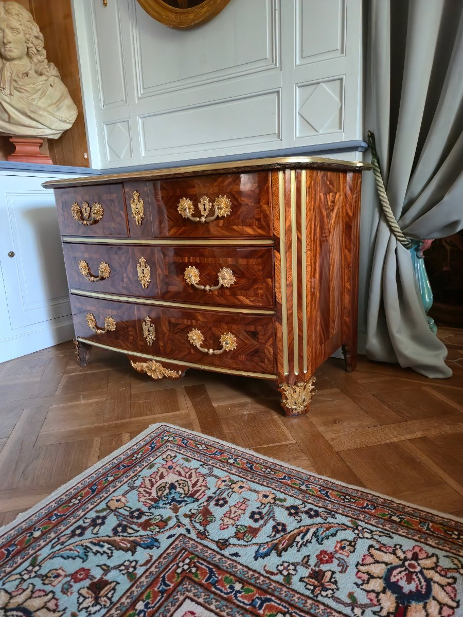 Louis XIV Commode In Precious Wood Veneer, Paris Circa 1710-1720.-photo-2