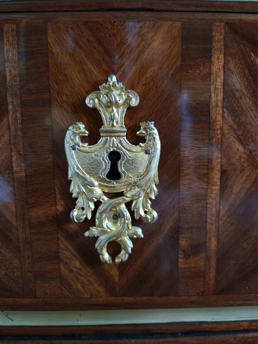 Louis XIV Commode In Precious Wood Veneer, Paris Circa 1710-1720.-photo-5