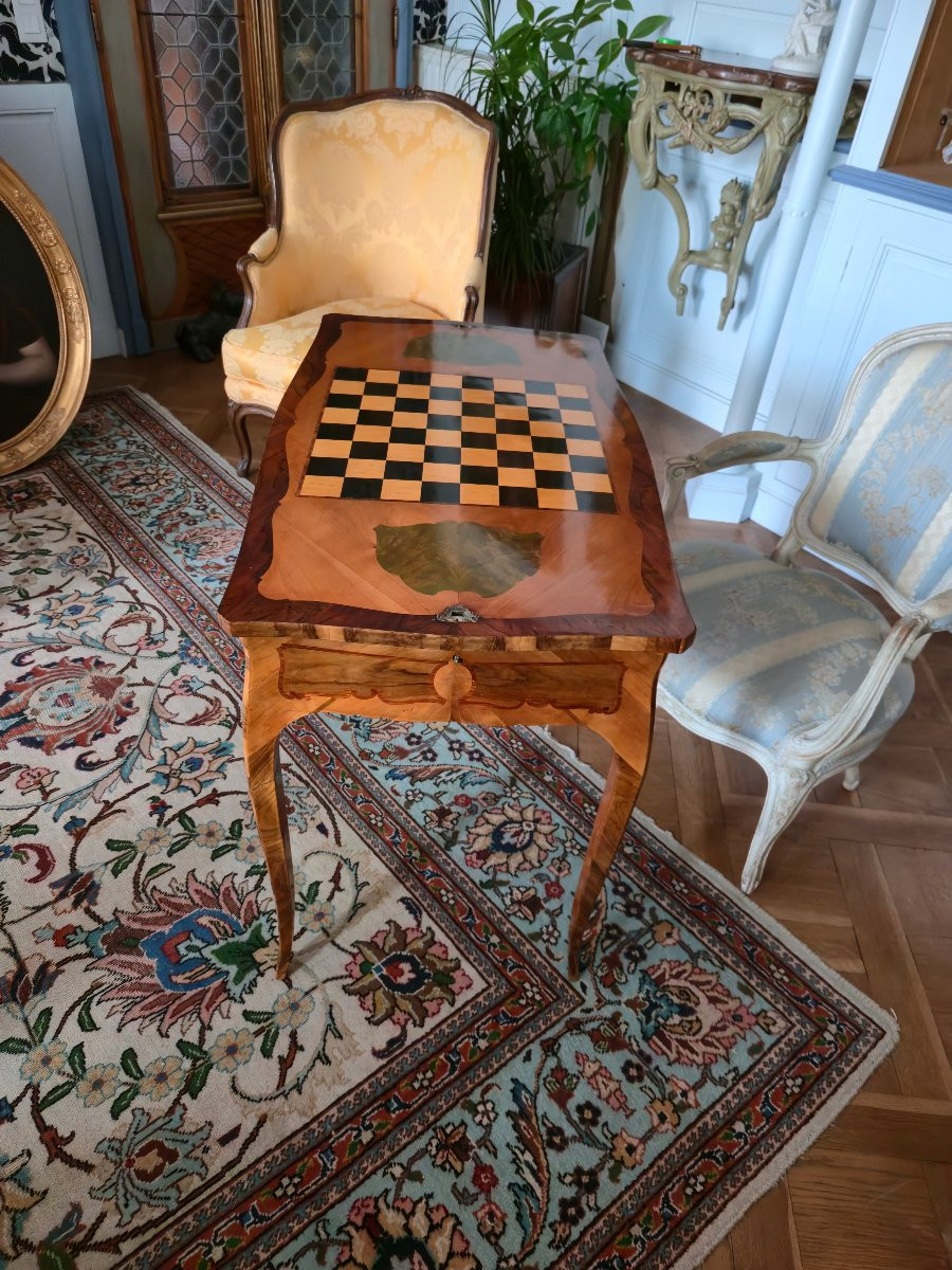 Marquetry Multi-game Table In The Regional Louis XV Style, Attributed To André Mailfert.   -photo-2