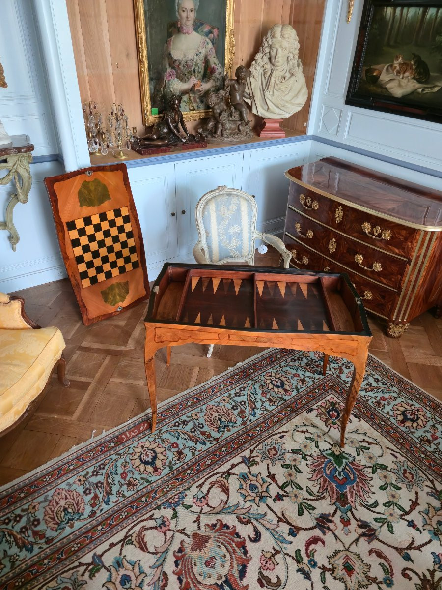 Marquetry Multi-game Table In The Regional Louis XV Style, Attributed To André Mailfert.   -photo-4