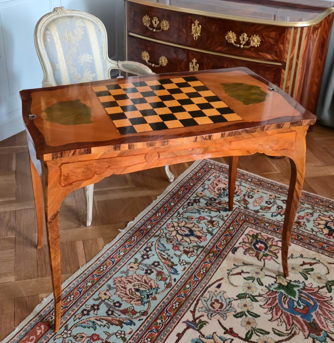 Marquetry Multi-game Table In The Regional Louis XV Style, Attributed To André Mailfert.   