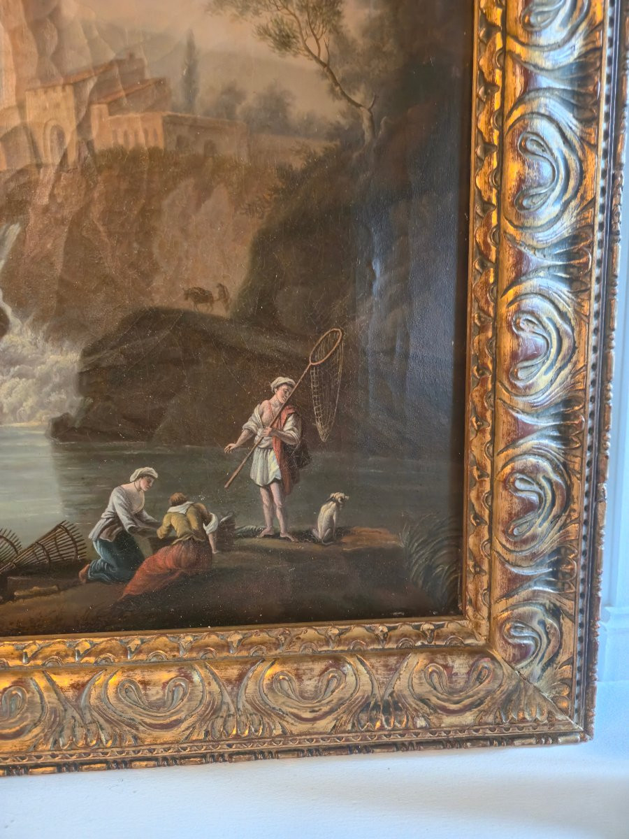 Animated Landscape With Fishermen In A Setting Of Torrent And Ruins In The Style Of C.j. Vernet.-photo-2