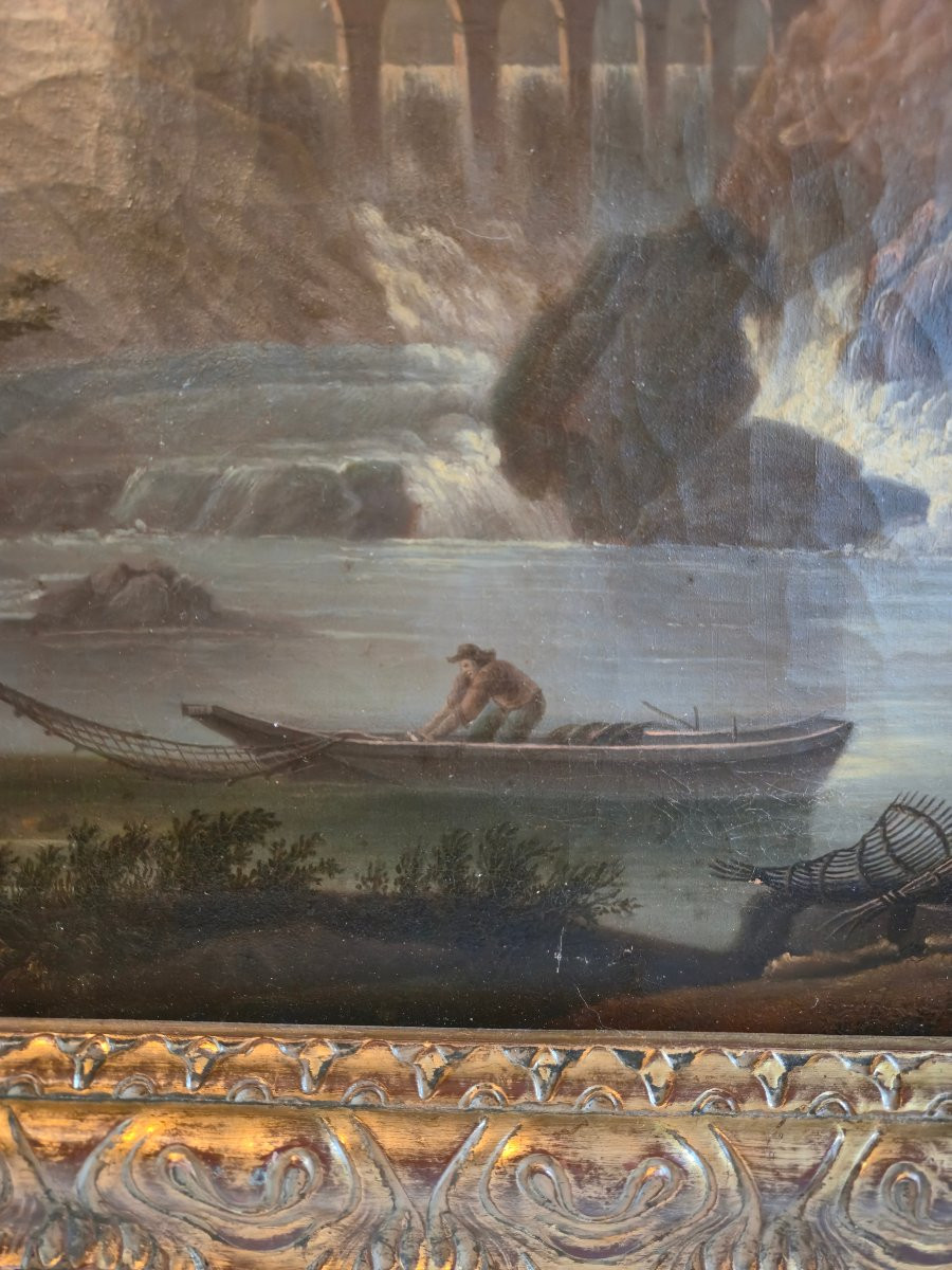 Animated Landscape With Fishermen In A Setting Of Torrent And Ruins In The Style Of C.j. Vernet.-photo-3