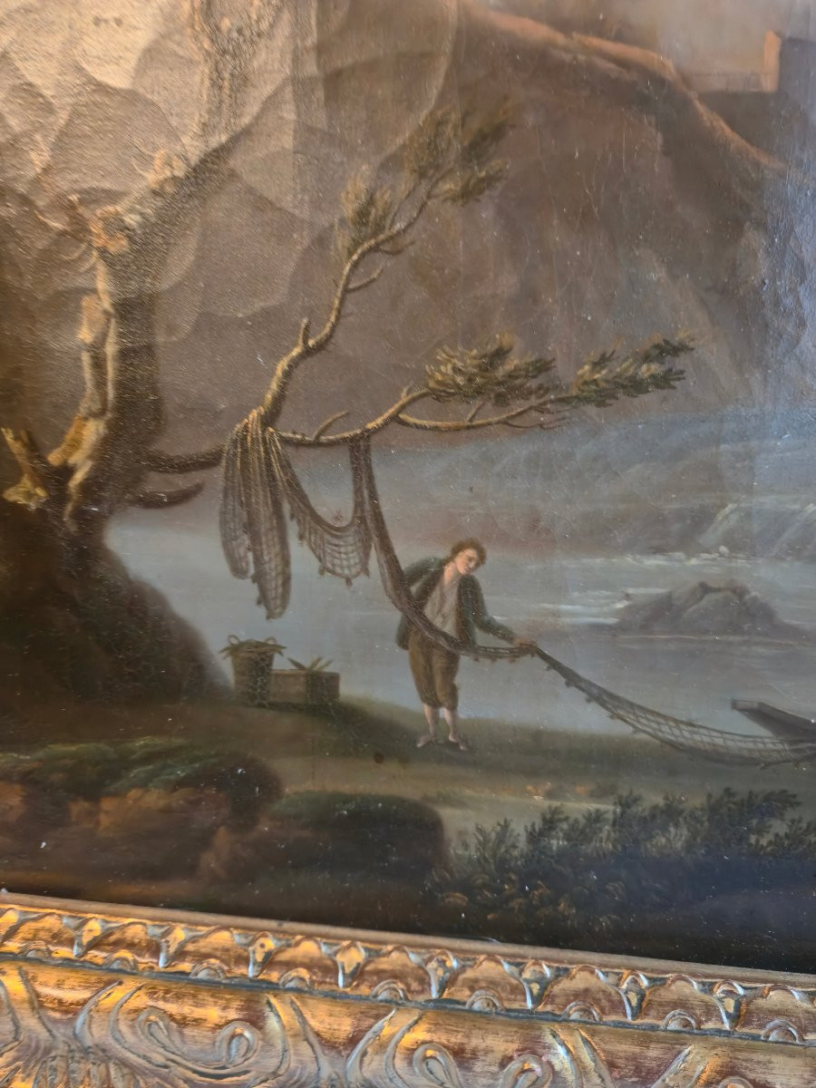 Animated Landscape With Fishermen In A Setting Of Torrent And Ruins In The Style Of C.j. Vernet.-photo-4