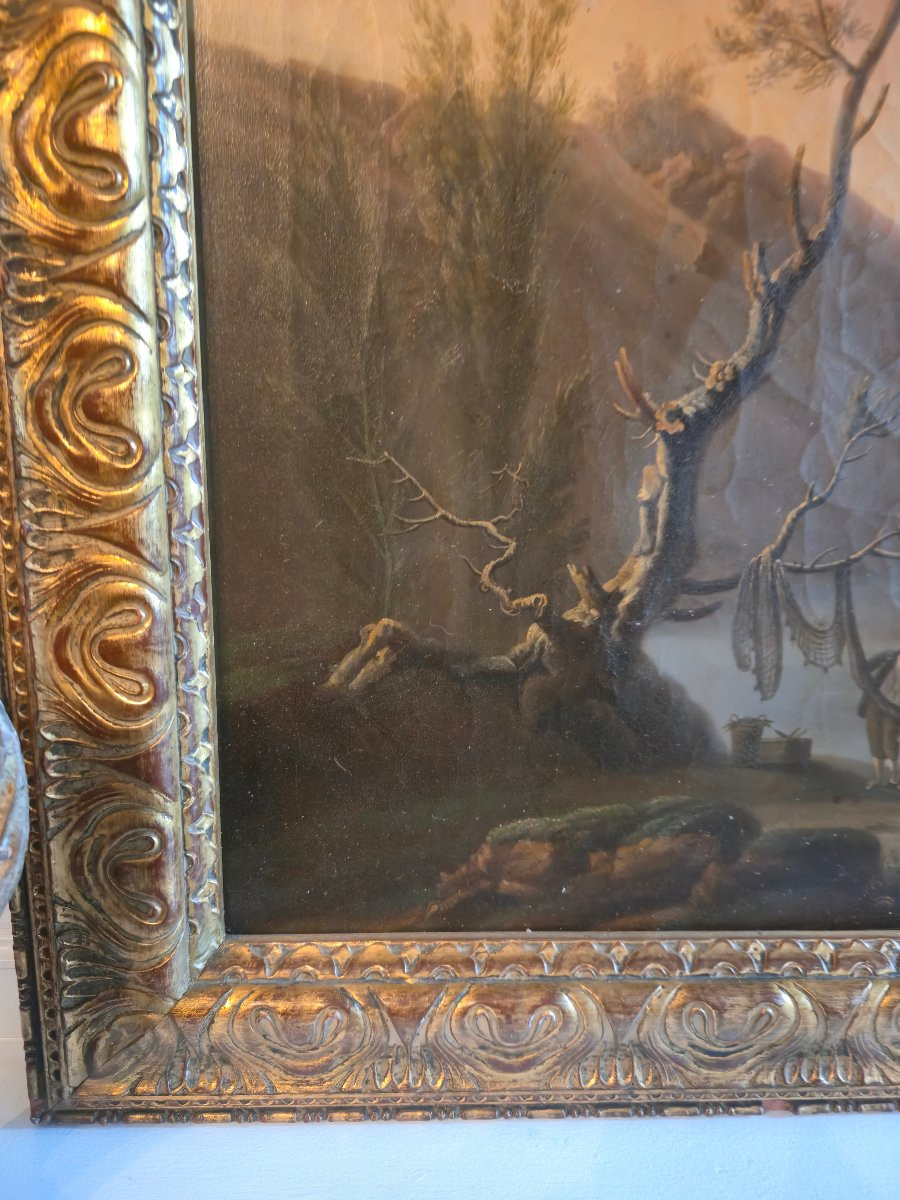 Animated Landscape With Fishermen In A Setting Of Torrent And Ruins In The Style Of C.j. Vernet.-photo-1