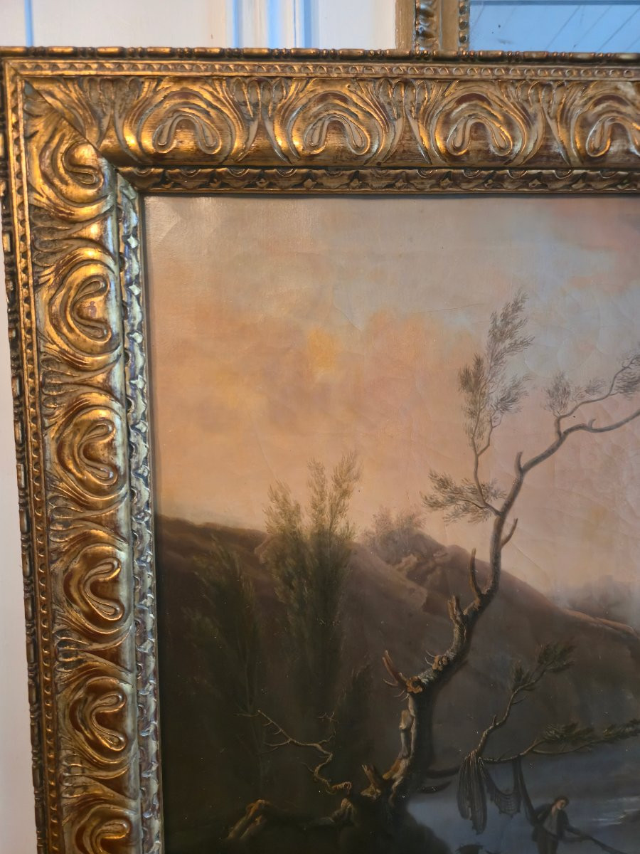 Animated Landscape With Fishermen In A Setting Of Torrent And Ruins In The Style Of C.j. Vernet.-photo-2