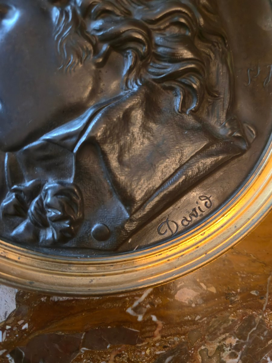 Bronze Medallion Representing Saint-just After David d'Angers, 19th Century.  -photo-2