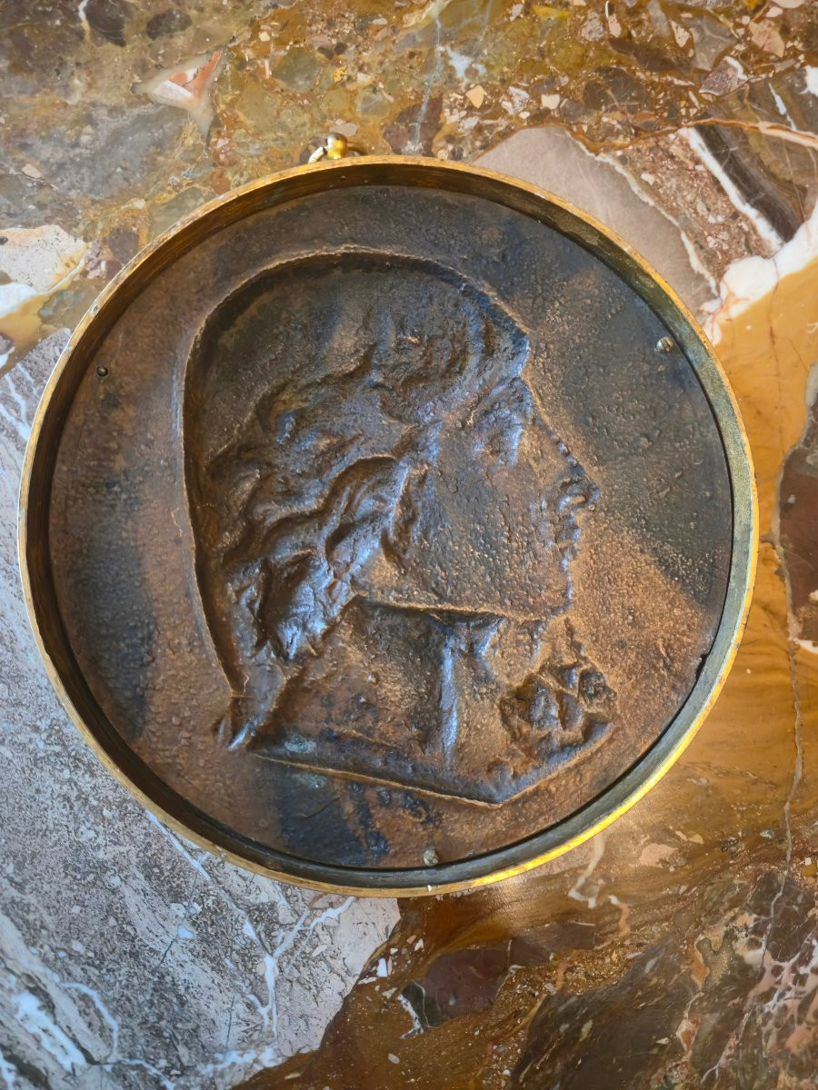 Bronze Medallion Representing Saint-just After David d'Angers, 19th Century.  -photo-4