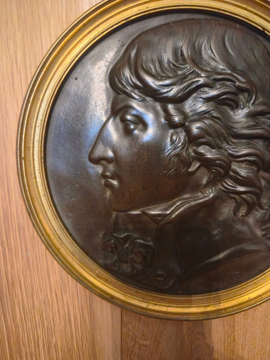 Bronze Medallion Representing Saint-just After David d'Angers, 19th Century.  -photo-2