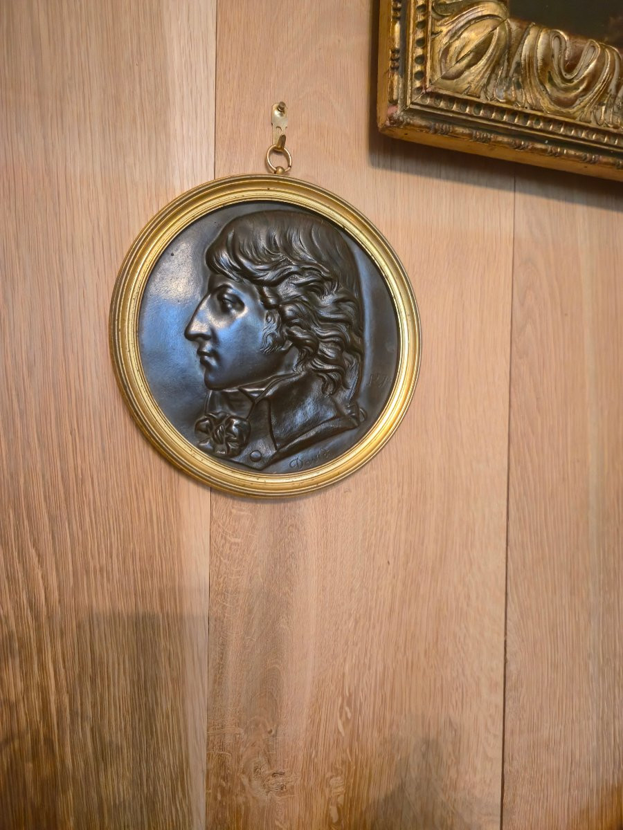 Bronze Medallion Representing Saint-just After David d'Angers, 19th Century.  -photo-3
