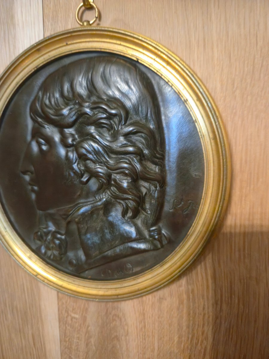 Bronze Medallion Representing Saint-just After David d'Angers, 19th Century.  -photo-4