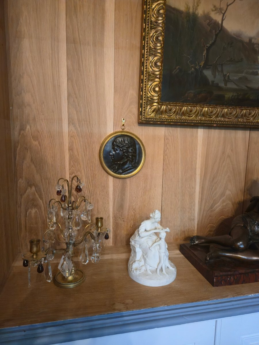 Bronze Medallion Representing Saint-just After David d'Angers, 19th Century.  -photo-5